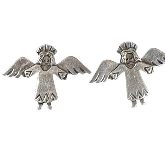 Jeep Collins Sterling Flying Angel Earrings Christian Christmas Designer Rare - Picture 1 of 6